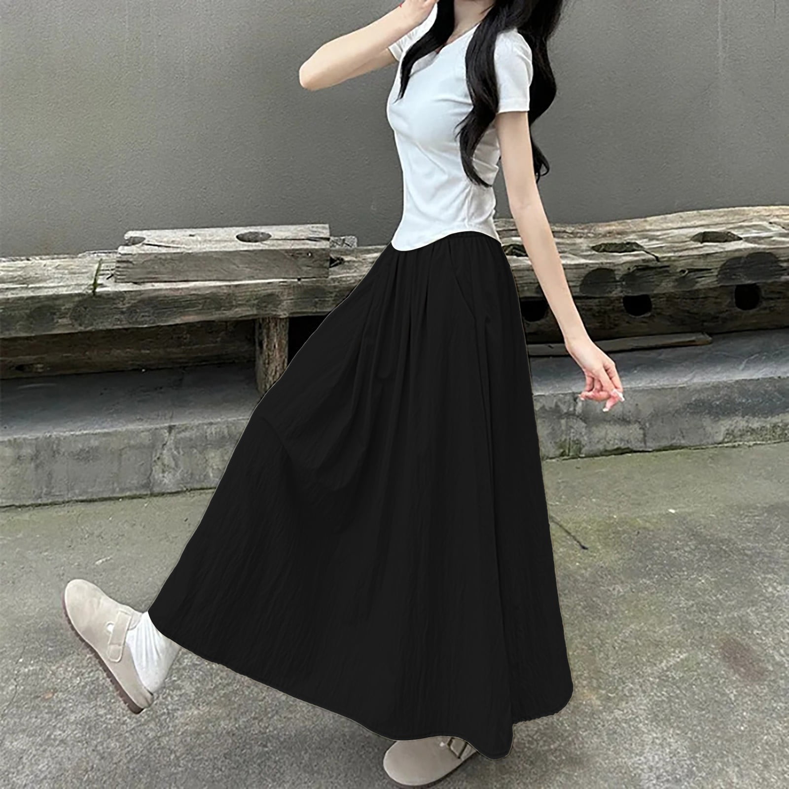 Womens Sweatpants Summer Simple & Fashion Wrinkle Long Skirt for