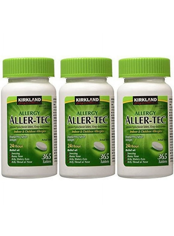 KS Aller-Tec Cetirizine HCL 10 mg Antihistamine Tablets, 365 Tablets (3 Pack)