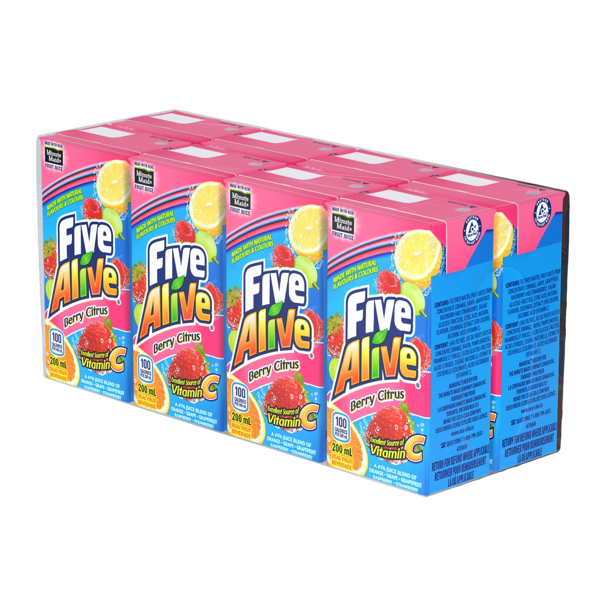 Five Alive Berry Citrus Cartons, 200 mL, 8 Pack