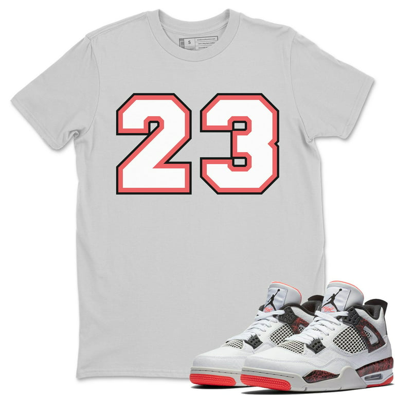Number 23 T-Shirt - Jordan 4 Hot Lava Sneaker Outfit - AJ4 Matching Top  (Silver / Small) 