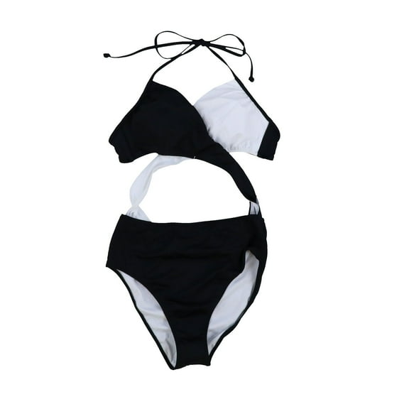 Victoria's Secret Pink Swim One Piece Monokini Bathing Suit Black & White Size Medium NWT