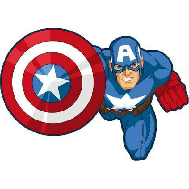 Captain America Shield Bash Cartoon Character Wall Art Sticker Vinyl Decals  Girls Boys Children Baby Bedroom House School Wall Decor Removable Sticker  Peel and Stick Size (30x15 inch) 
