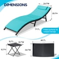 thumbnail image 6 of Homall 3 Pieces Patio Chaise Lounge Chair Sets Outdoor Beach Pool PE Rattan Reclining Chair with Folding Table and Cushion, Blue, 6 of 7