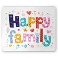 thumbnail image 1 of Family Mouse Pad, Happy Family Letters with Flowers Hearts Stars Dots Circles Cartoon Like Artwork, Rectangle Non-Slip Rubber Mousepad, Multicolor, by Ambesonne, 1 of 2
