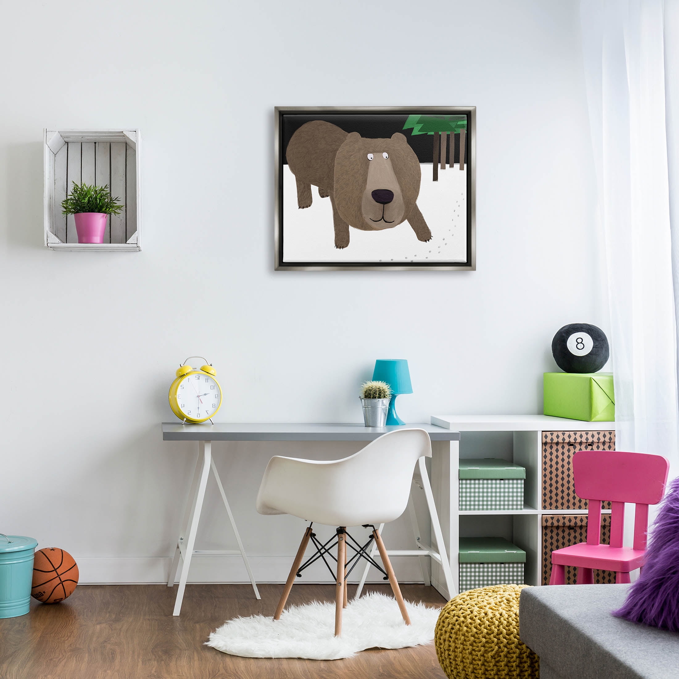 Stupell Industries Happy Winter Bear Paw Prints Graphic Art Luster Gray Floating Framed Canvas Print Wall Art, Design by Carla Daly
