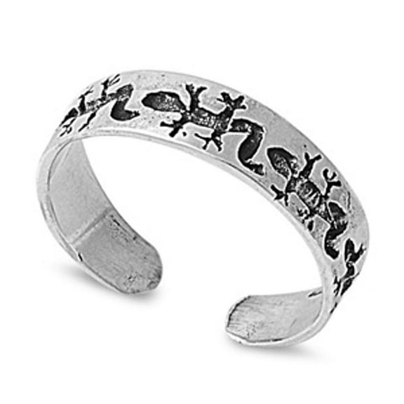Sterling Silver Lizard Toe Ring Oxidized Adjustable Midi Band 925 New Jewelry Female Unisex