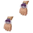 thumbnail image 4 of Inteprter Ramillete de muñeca ligero con forma de rosa, accesorio elegante y femenino, elástica cómoda N7, color morado uva N7 Uva Púrpura 2Conjunto, 4 of 6