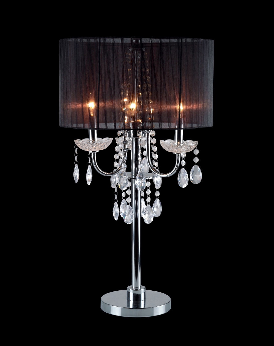 Furniture of America Genevieve Sheer Black Crystal Table Lamp - Walmart.com