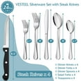 thumbnail image 2 of Vesteel 24 Pieces Silverware Set with Steak Knives, Stainless Steel Flatware Cutlery Set Service for 4, Mirror Finish and Dishwasher Safe, 2 of 7