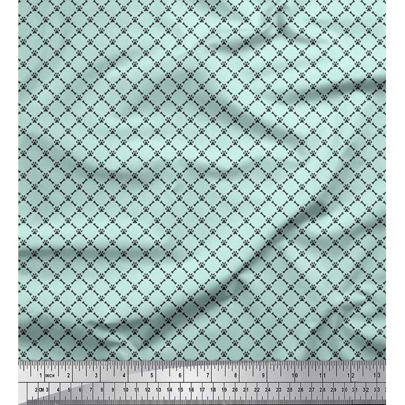Soimoi Poly Georgette Fabric Bone & Paw Shirting Print Sewing Fabric Yard 52 Inch Wide
