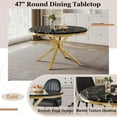thumbnail image 3 of 5-Piece Dining Table Set, 46.8" Round Modern Faux Marble Table with Stainless Steel Base, 4 PU Upholstered Chairs, Dining Set for Small Space, Apartment Studio, 3 of 7