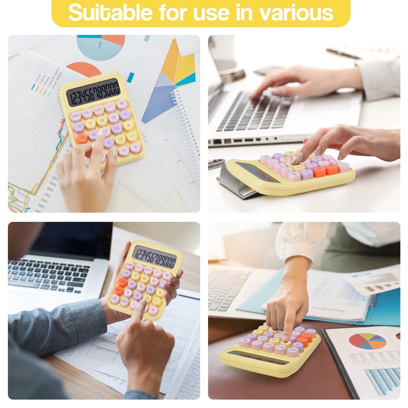 Clearance Office cabinet under $6,Creative Colorful Candy Colored Electronic Calculator 12 Digit Large LCD Display And Big Round Buttons Typewriter Mechanical Key Calculator For School Home 1PC