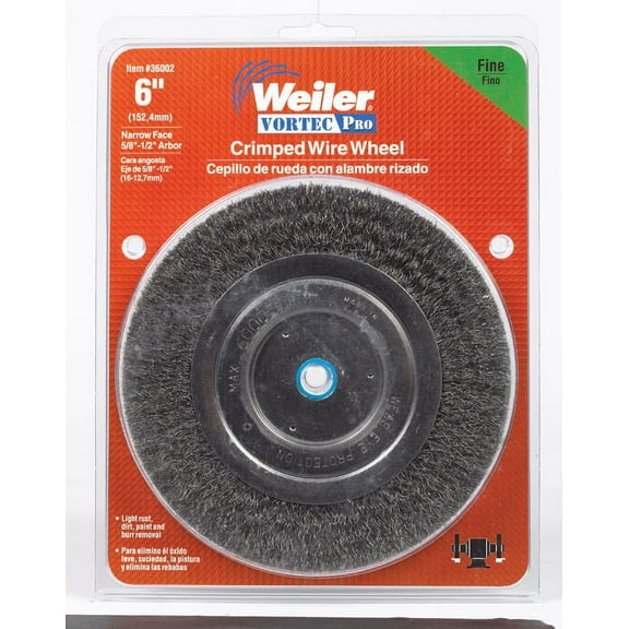 Weiler Vortec Pro 6 in. Fine Crimped Wire Wheel Brush Carbon Steel 6000 rpm 1 pc.