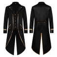 thumbnail image 2 of Tailcoat Tuxedo Jacket, Pirate Coat, Frock Coat Magician, Vampire Costume, Mens Pirate Coat Steampunk Tailcoat Halloween | Medieval Gothic Vampire Frock Coat, Joker Costume , Theme Party, Black L, 2 of 7