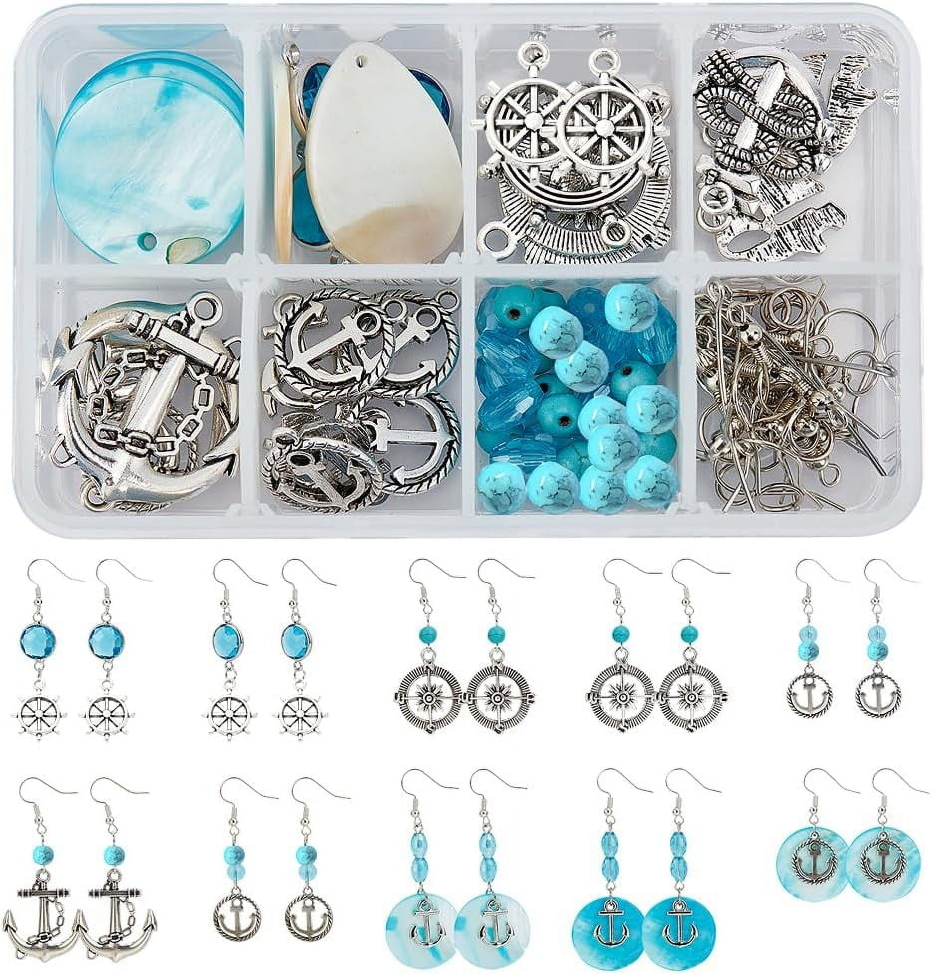 1 Box DIY 12 Pairs Geometric Natural Black Lip Shell Dangle Earrings Making Starter Kit Classic Drop Dangle Round Oval Rectangle Geometric Jewelry Making Supplies Craft