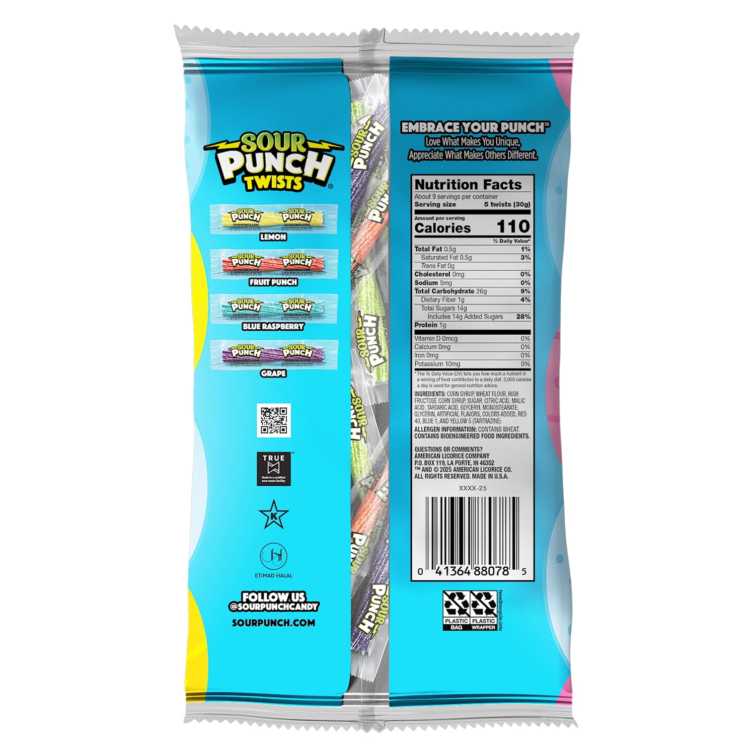 (3 pack) Sour Punch Twists Individually Wrapped Easter Candy, 9oz Bag