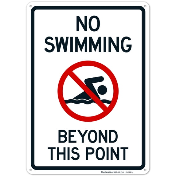 No Swimming Beyond This Point Sign, Pool Sign,