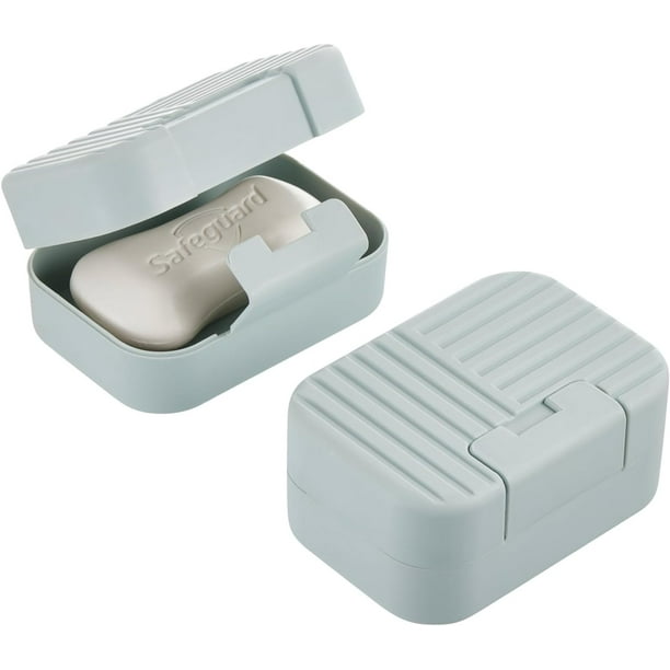 Jabonera de viaje, paquete de 2 jaboneras, jabonera de viaje, jabonera con tapa, jabonera de viaje, jabonera de viaje portátil para viajar, (azul)