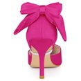 thumbnail image 3 of Zapatos de tacón de aguja con decoración de lazo y puntera en punta para mujer Rosa caliente 36, 3 of 6