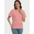 thumbnail image 3 of Women's Short Sleeve Boat Neck Dolman Top with Side Shirring, 3 of 6