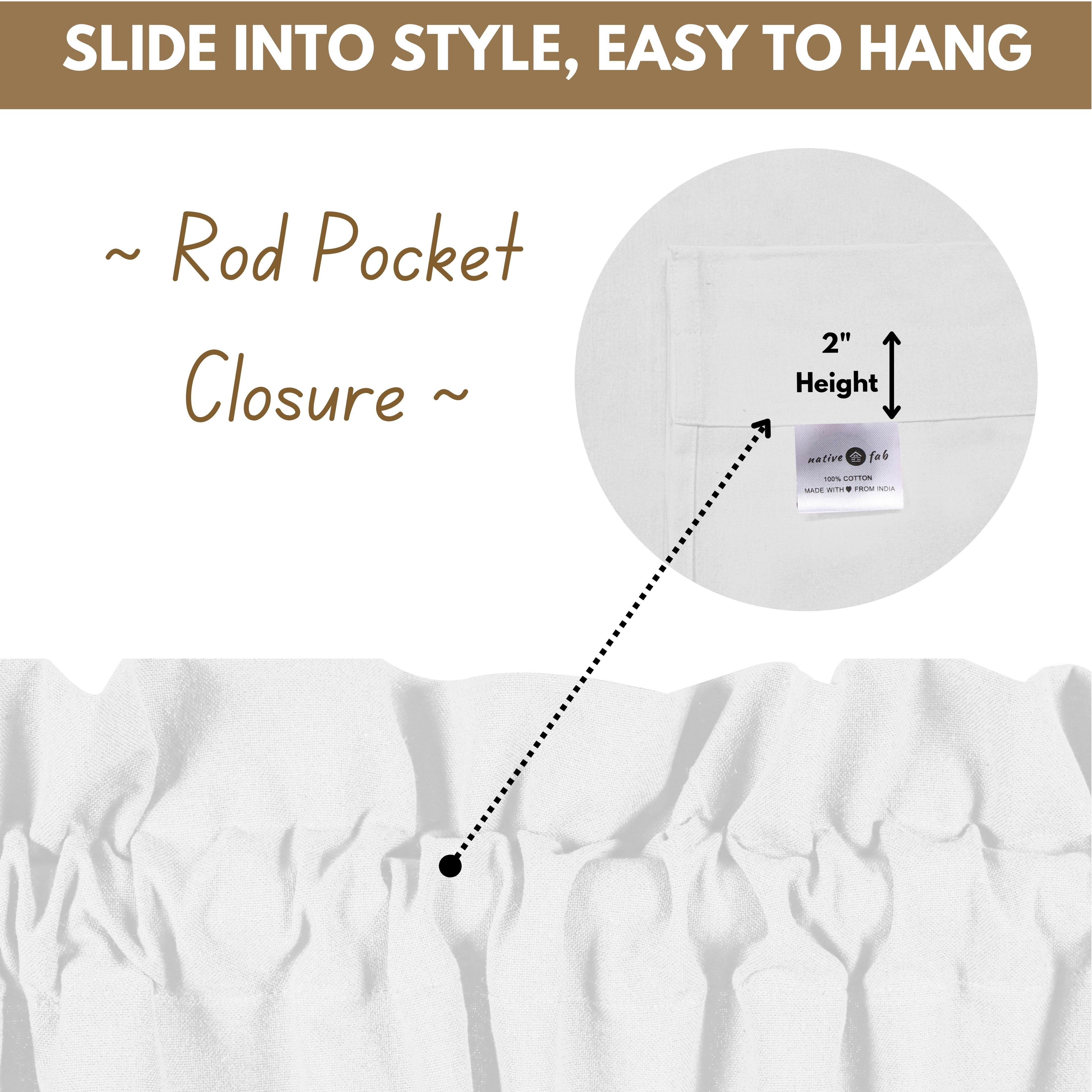 Native Fab 100% Cotton Kitchen Window Curtain Tiers Valance Set - Rod Pocket Style 3 Piece - White