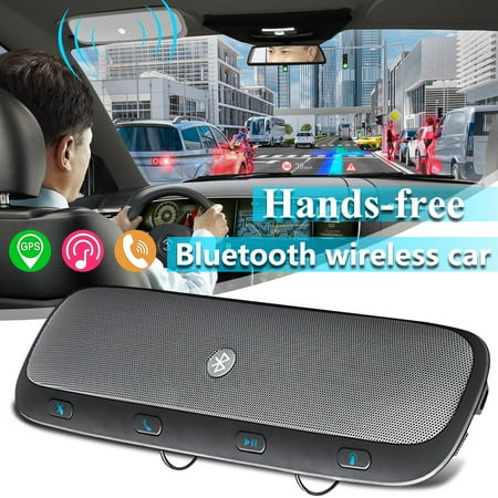 Hands Free Emergency Speakerphone - Wireless Bluetooth Hands Free Speakerphone Multipoint Handsfree Speakerphone Kit Car Sun Visor MP3 Player Speakers Hands-free Phone Audio Music Receiver Devices + Car Charger + USB Cable