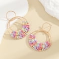thumbnail image 5 of Hobeauty Women Bohemian Raffia Straw Earrings Hand Woven Dangle Earrings with Geometric Design Lightweight Alloy Perfect Gift, 5 of 7
