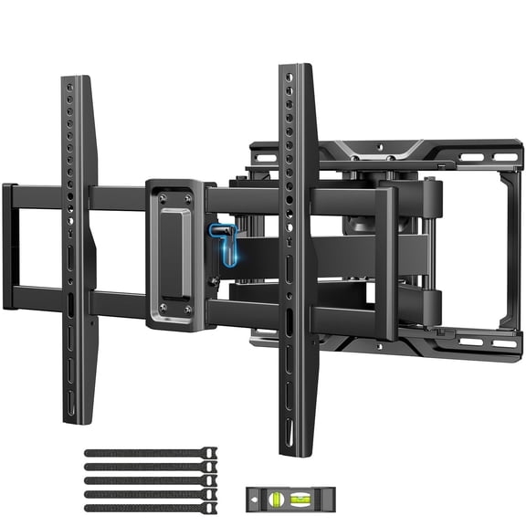MountFTV Full Motion TV Mount Bracket for 42-85" TVs up to 132 lbs, Max 600x400mm, Swivel Articulating TV Wall Mount with Tool-Free Tilt, Fits 12" & 16" Wood Studs