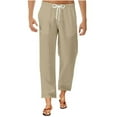 thumbnail image 2 of WAENQINLA Men's Summer Pants Casual Loose Fit Straight Wide Leg Baggy Pants Solid Color Lightweight Beach Trousers with Pockets Khaki L, 2 of 7