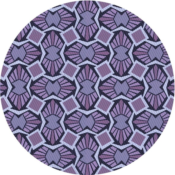 Ahgly Company Indoor Round Patterned Purple Mimosa Purple Area Rugs, 7' Round