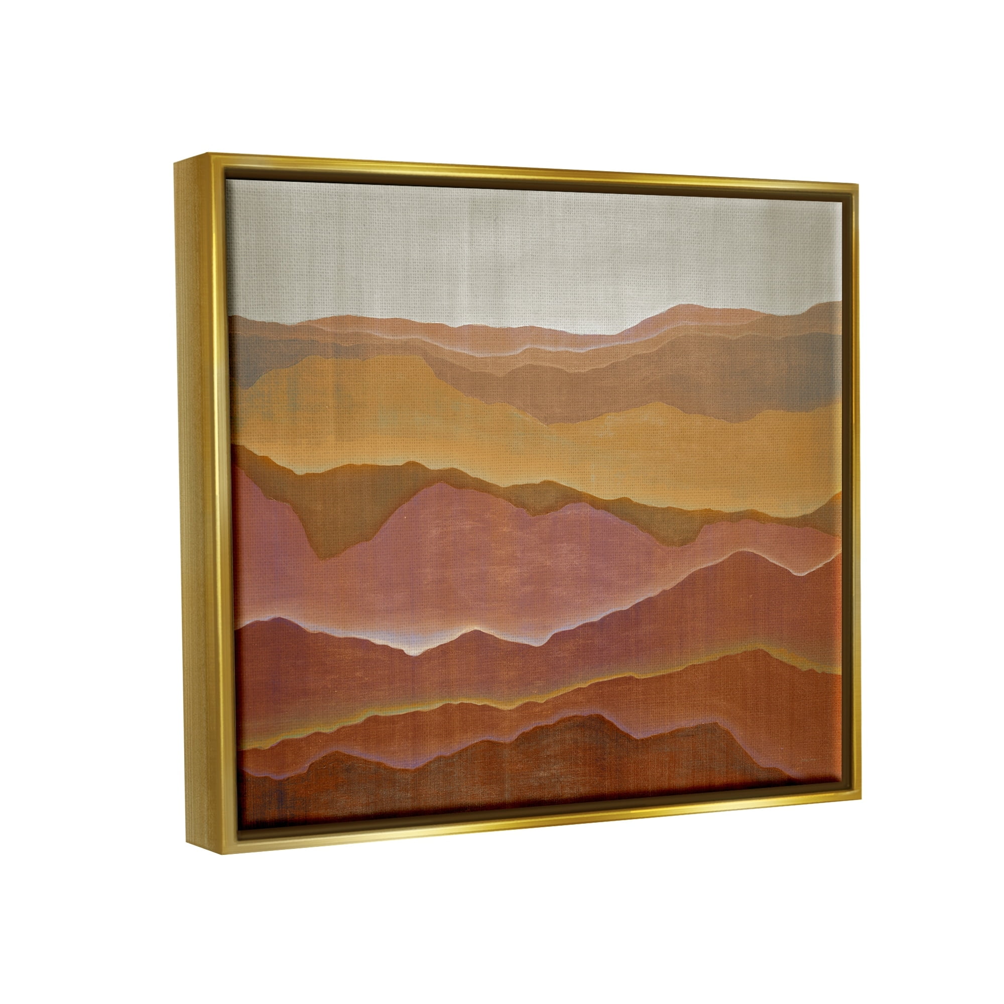 Stupell Industries Warm Glowing Mountain Range Overlay Desert Landscape Painting Metallic Gold Floating Framed Canvas Print Wall Art, Design by Liz Jardine