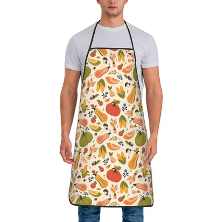 

Junzan Fall Pumpkin Print Kitchen Cooking Aprons Chef Apron for Men and Women Professional for Cooking Bib Aprons for Kitchen/Crafting/BBQ/Drawing