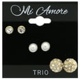 thumbnail image 2 of Mi Amore Multiple-Earring-Set Gold-Tone/White, 2 of 2
