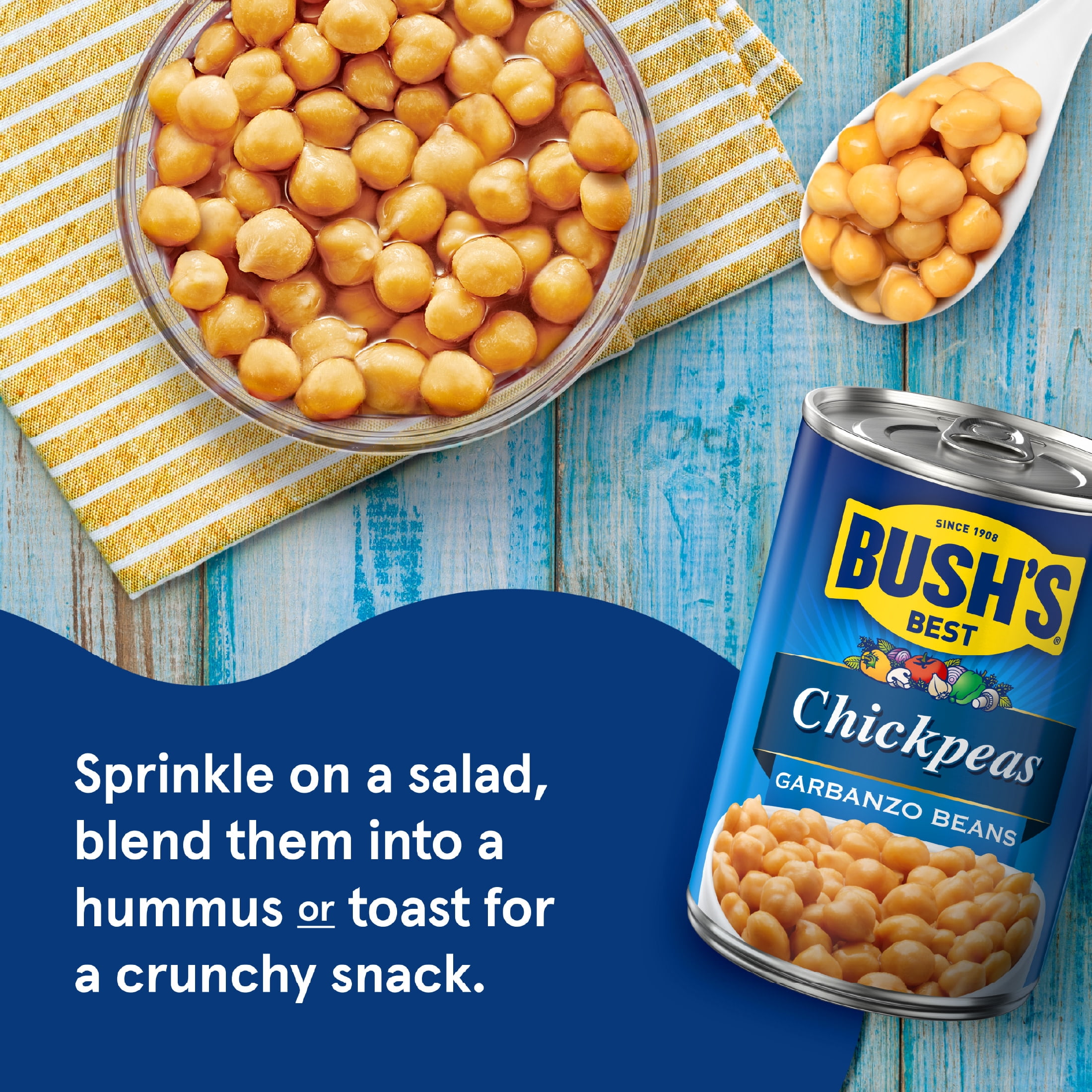Bush's Chickpeas Canned Garbanzo Beans with Pop-Top Lid, 15.5 oz Can