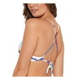 thumbnail image 3 of SALT + COVE Women's Purple Printed Stretch Removable Cups Lined Deep V Neck V-Wire Swimsuit Top XS, 3 of 4