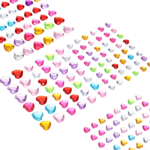 Uxcell 440 Pcs Gems Stickers for Crafts, 5 Sheet Self-Adhesive Gems Bling Heart Rhinestone Stickers, Multicolor