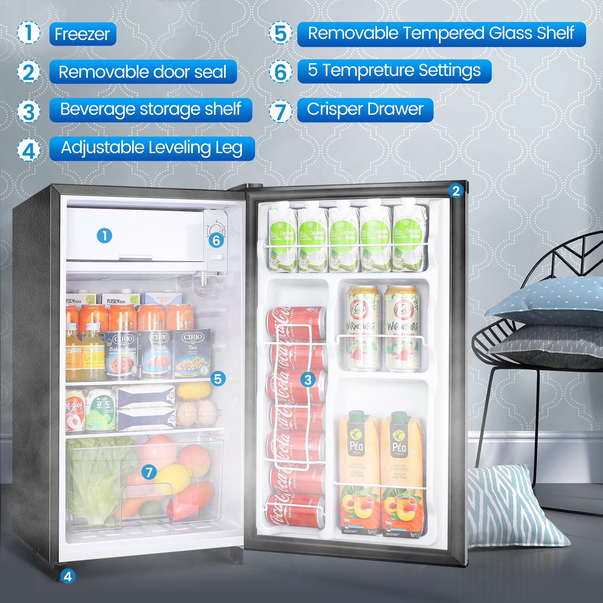 WANAI Energy-efficient Refrigerators with Shelves, 46 lb