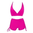 thumbnail image 4 of MSJUHEG 2 Piece Bikini Set,Bathing Suits for Women,One Shoulder Swimsuits for Women,High Waisted Swimsuits for Women,Bikini Tops Full Coverage Bottoms,Peplum Swimsuits for Women,Push Up Hot Pink XL, 4 of 4