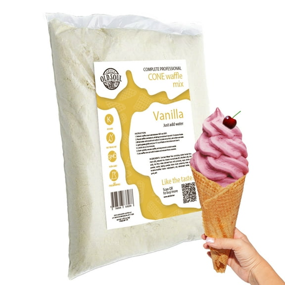 OldSoul Cone Waffle Mix | Vanilla Flavour | Batter Mix | Soy & Nut Free | 5 lbs | 112 Ice Cream Cones