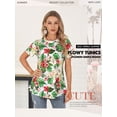 thumbnail image 3 of Nlife Women Floral Print Top Short Sleeve Tunic Boho Blouse Casual Summer Shirts, 3 of 9