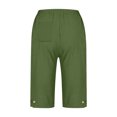 thumbnail image 5 of HKYNLAG Linen Bermuda Shorts for Women Knee Length Lightweight Capri Pants Summer High Waisted Cotton Shorts with Pockets Green S, 5 of 5