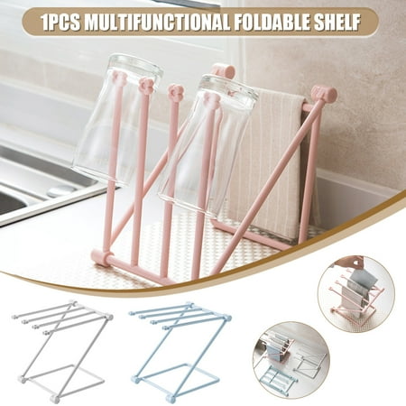 

Alexsix Folding Kitchen Towel Rack Dish Washing Cloth Draining Organizer Sponge Holder