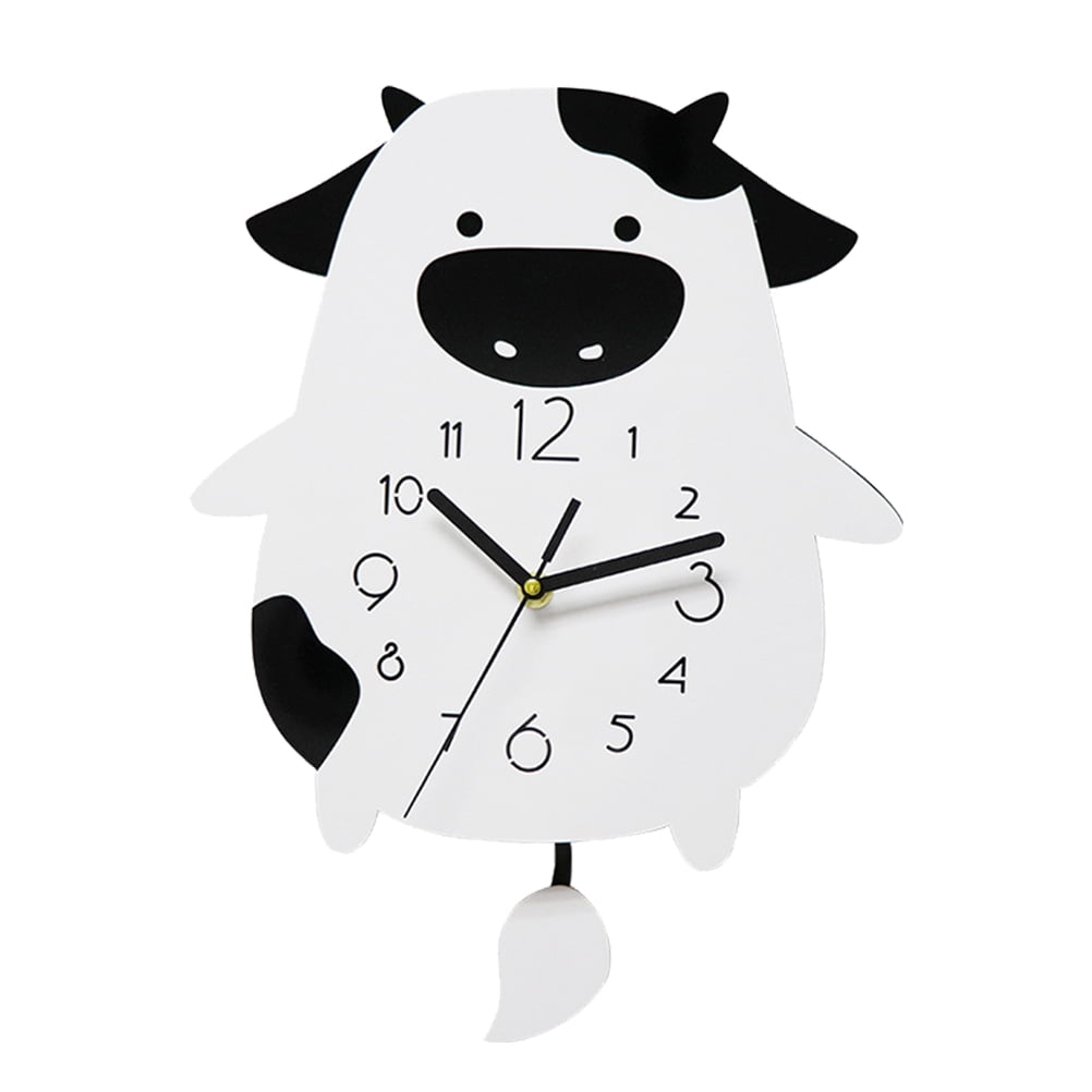 NUOLUX Wall Clock Clock Cow Hanging Room Kids Farmhouse Artcartoon Farm