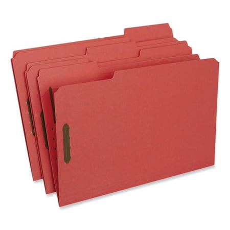Universal Deluxe Reinforced Top Tab Folders with Two Fasteners, 1/3-Cut Tabs, Legal Size, Red, 50/Box -UNV13527