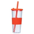 thumbnail image 1 of Verre en Plastique de 710 ml avec Bouchon et Grand Réutilisable Tasse de Thé au Lait Perlé Café Glacé Thé Glacé Smoothie Tasse à Emporter Transparente Isolée Verre à Double Couche., 1 of 6