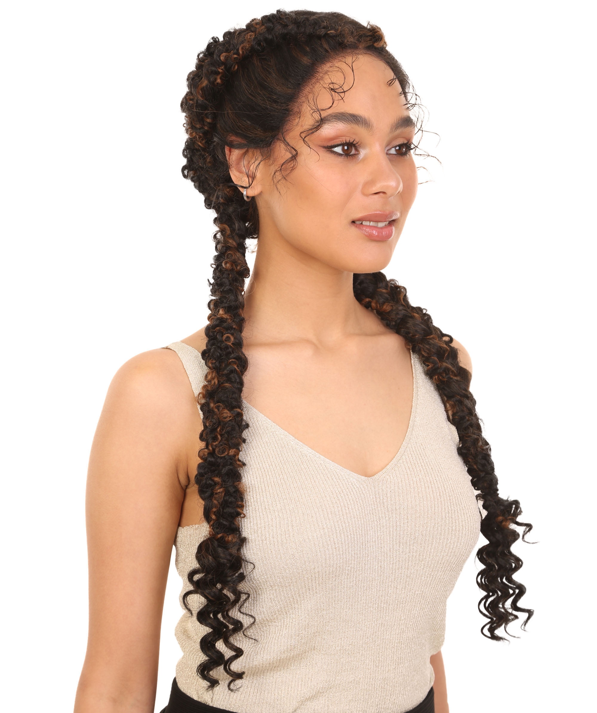 LUXLUXE Renee 27-inches ½Lace+Part French Butterfly Lace Braided Wig, Heat Resistant Fiber, Multiple Color Options