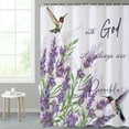 thumbnail image 6 of MIZHONA Lavender Shower Curtain,Hummingbird and Birds Fabric Shower Curtains Purple Floral with Quote Bathroom Decor 72"X72", 6 of 8