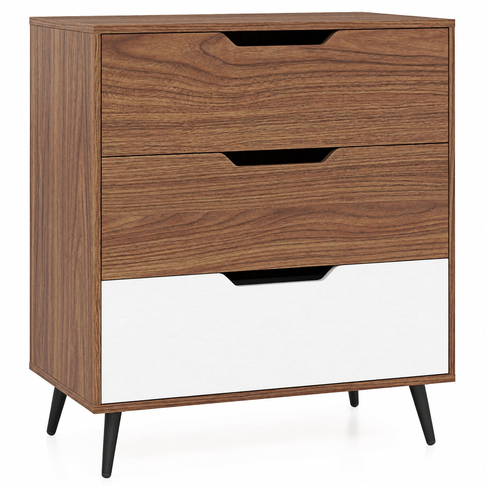 Furnibear 3-Drawer Rustic Farmhouse Wooden Storage Dresser for Bedroom Closet Living Room Nursery Clothes Storage, Walnut