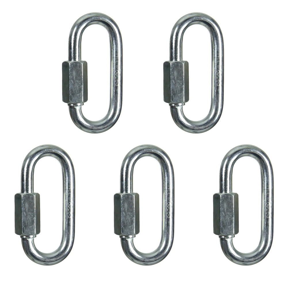 Fusion Climb 3/16 Oval Quick Link Screw Locking Keychain Carabiner Zinc Plated Steel Silver 10-Pack 