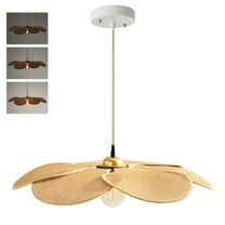 Boho Pendant Light Fixture, 24 Inch Flower Handwoven Lampshade 5”-34.5” Adjustable Height Hanging Lights, Boho Chandelier Ceiling Hanging Lamp for Hallway Kitchen Island Dining Room Bedroom(Not Bulb)